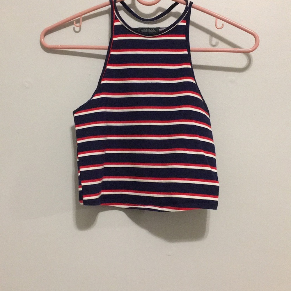 Red white and blue tank crop top